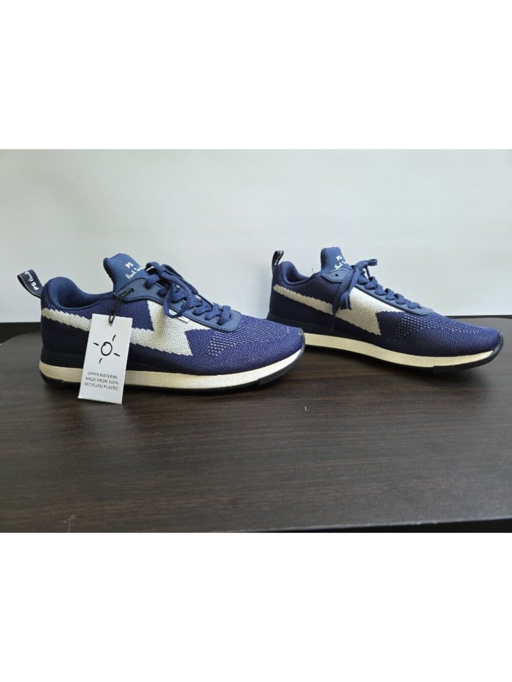 PS Paul Smith Men's Zeus Knit Low Top Sneakers Navy White US 7 UK 6 Athleisure